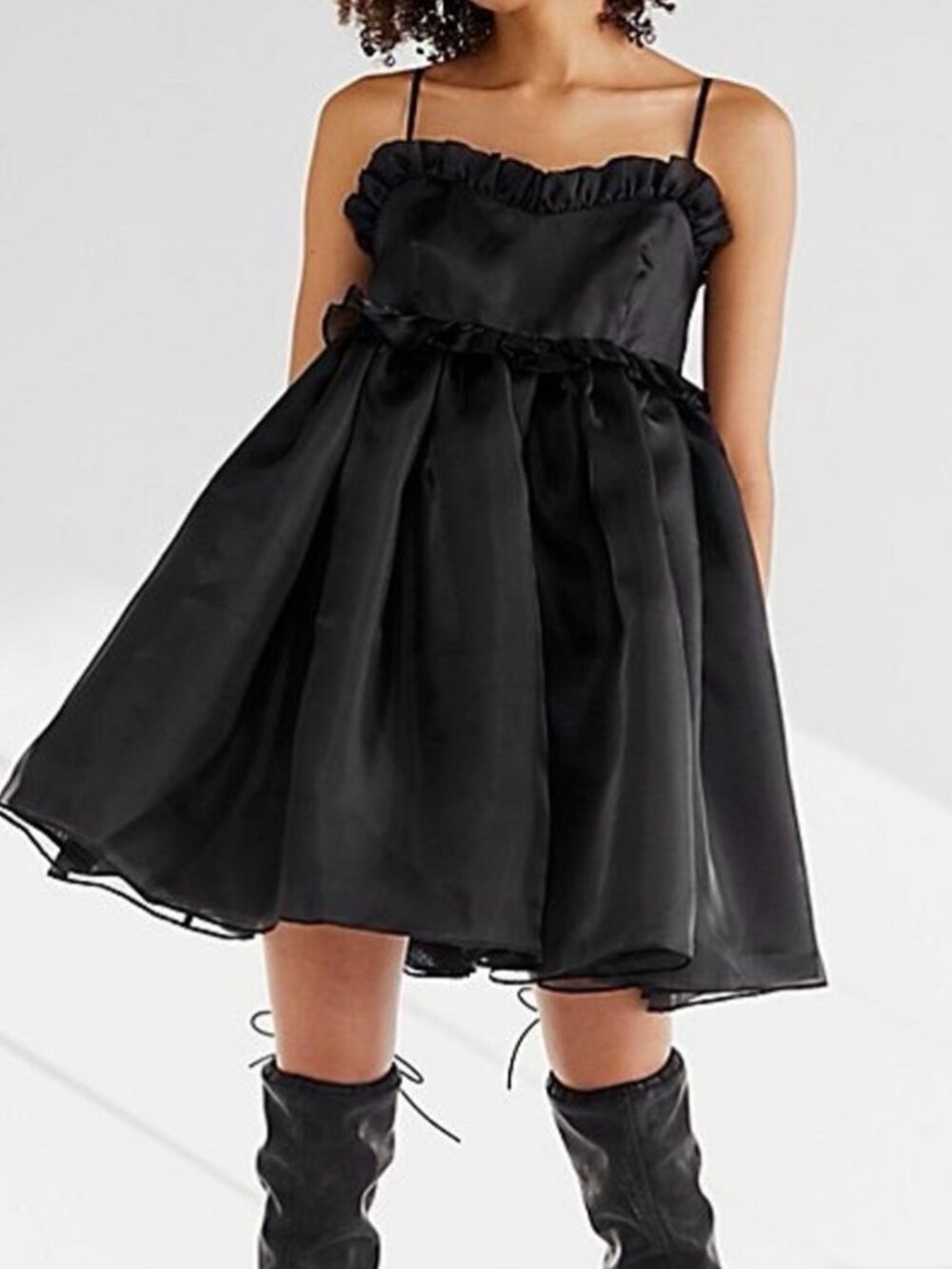 Women's Dress- The Truffle by Dressed in LALA Black Puff Dress with Ruffles